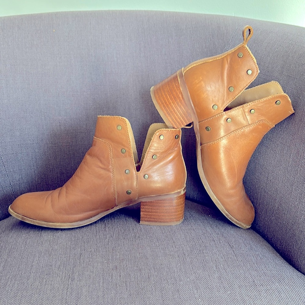 Franco Starto leather booties with brass embellishments